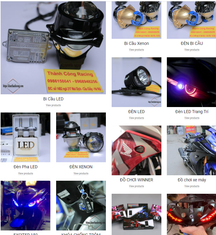 Những món đồ chơi xe máy được đăng bán trên website của cửa hàng